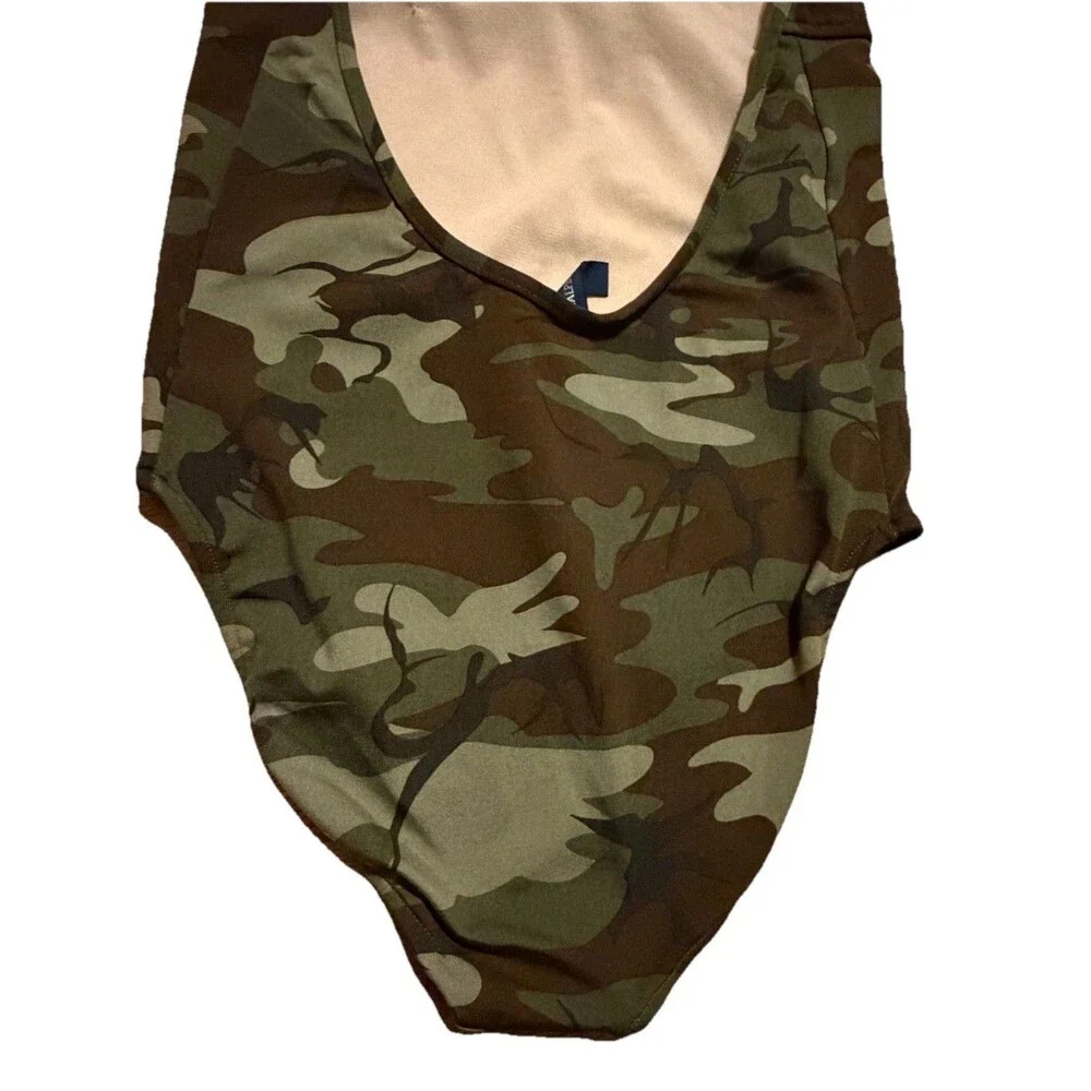 Polo Ralph‎ Lauren Girls 16 Camo One Piece Swimsuit Halter Youth Swimwear